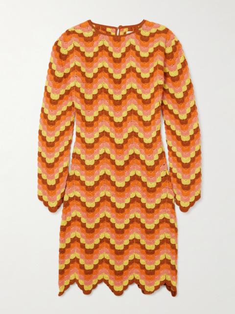 Victoria Scalloped Crocheted Cotton Mini Dress