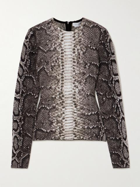 Asha Snake-print Cashmere And Silk-blend Jacquard Top