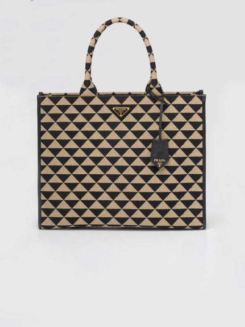 Large Prada Symbole jacquard fabric handbag