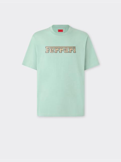 Cotton T-shirt with embroidered Ferrari logo