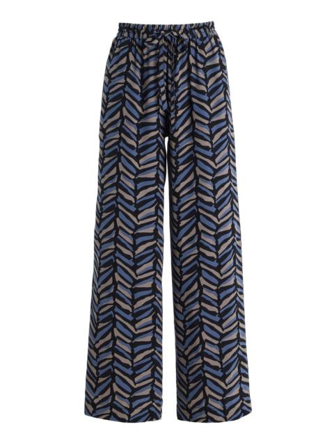 Silk Drawstring Trousers blue