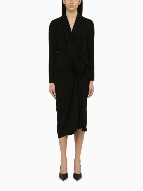 Black wool-blend dress with drape