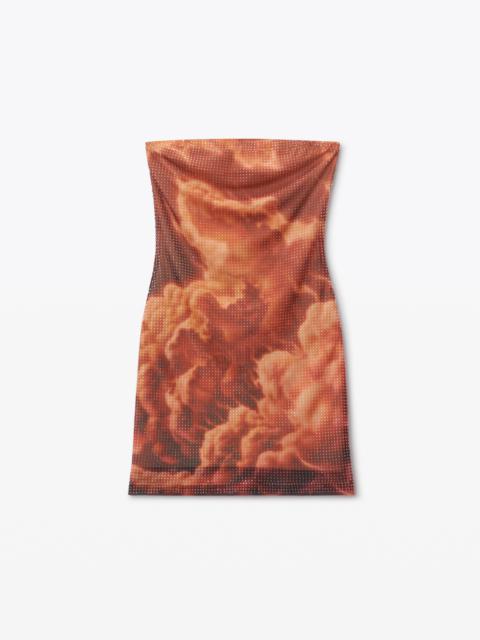 crystal hotfix cloud-print minidress in organza jersey