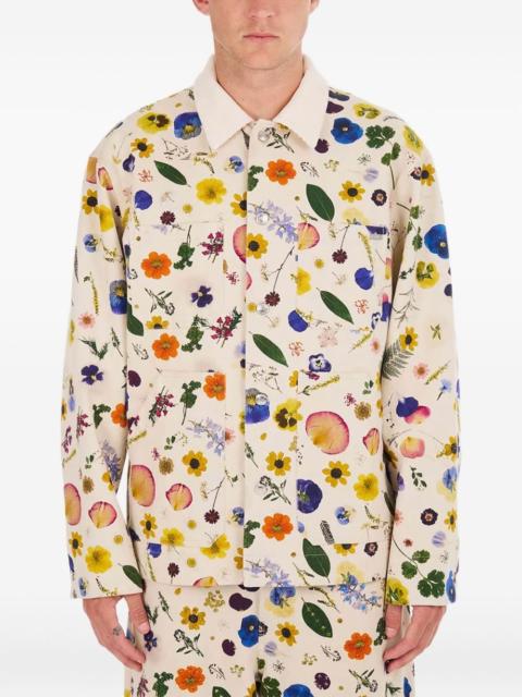 floral-print pocketed shirt jacket