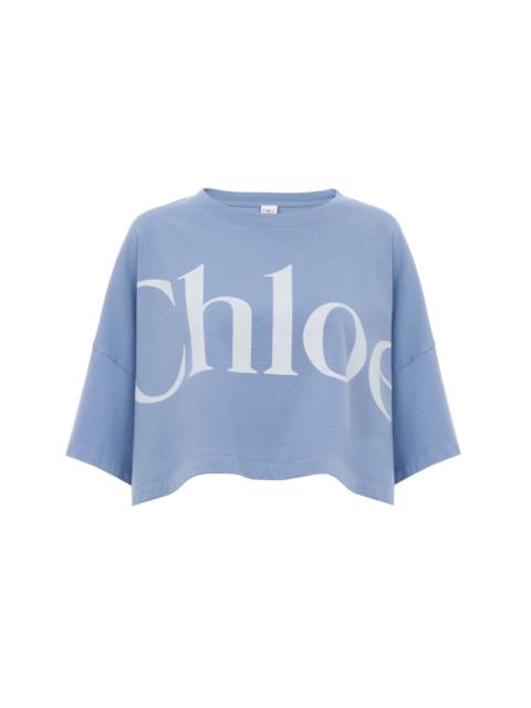 CROPPED BOXY LOGO T-SHIRT IN COTTON JERSEY