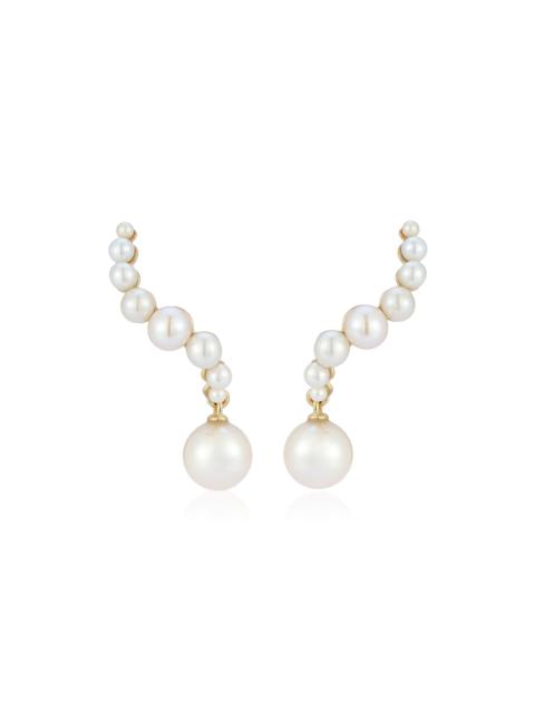 14K Yellow Gold Pearl Drop Earrings yellow