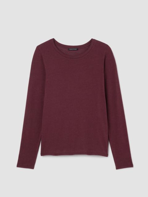 Sheer Cotton Blend Knit Round Neck Tee