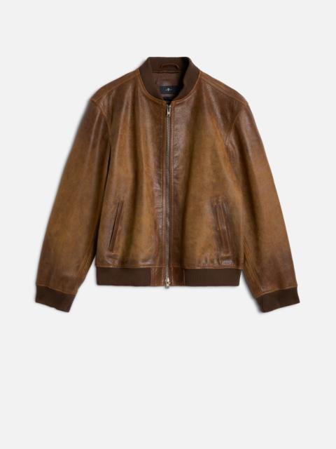 BOMBER JACKET in Leather Pecan