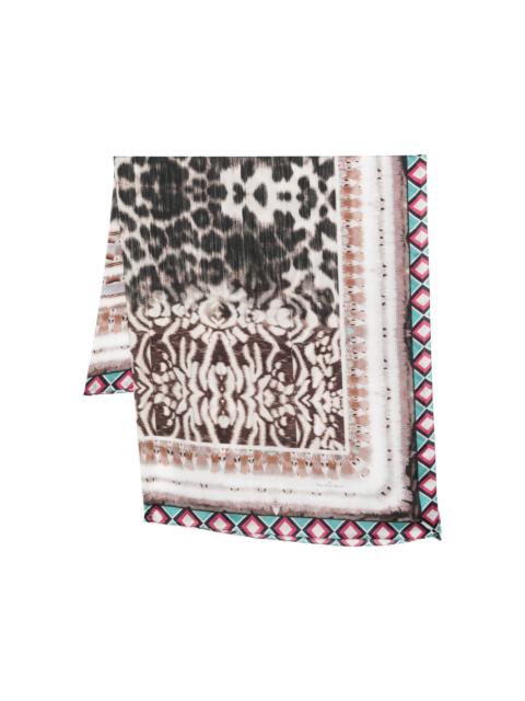 animal-print silk scarf