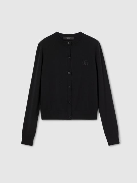 Knit wool cardigan with embroidery