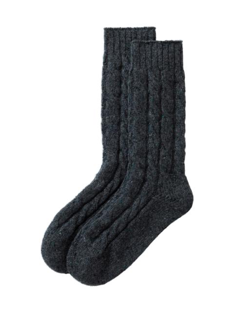 Cashmere Donegal Cable Blue Socks
