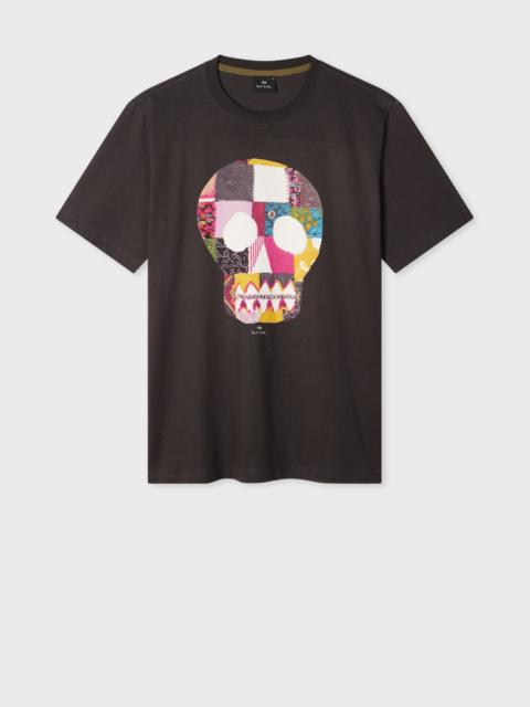 Charcoal Grey 'Fabric Skull' Print T-Shirt