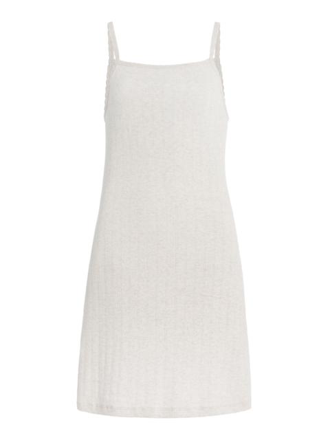 Pointelle-Knit Cotton Mini Dress white