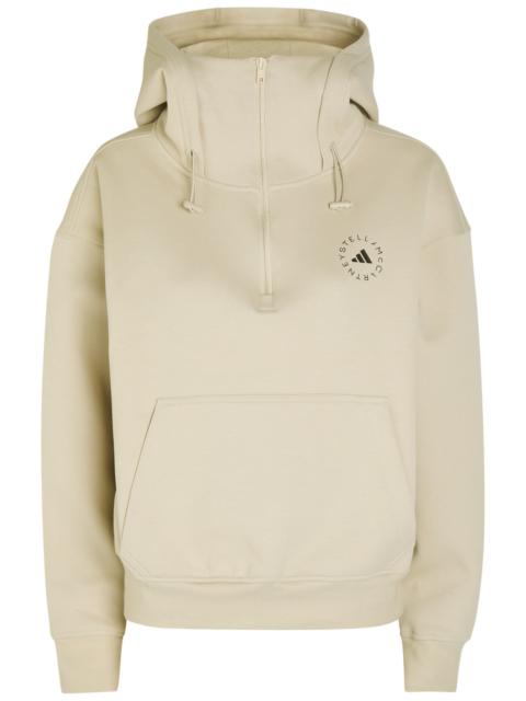 Adidas X Stella Mccartney Hooded Half-zip Cotton-blend Sweatshirt