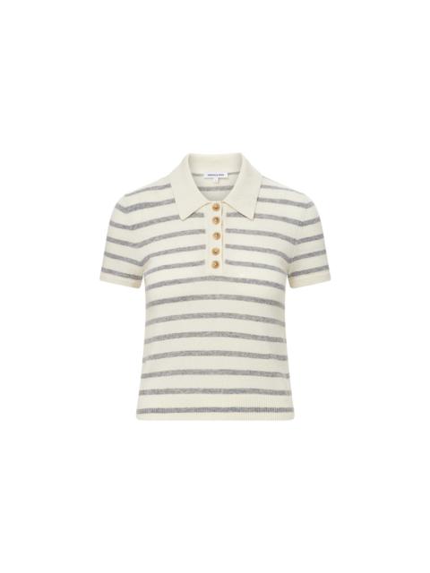 BRANDT STRIPED CASHMERE POLO