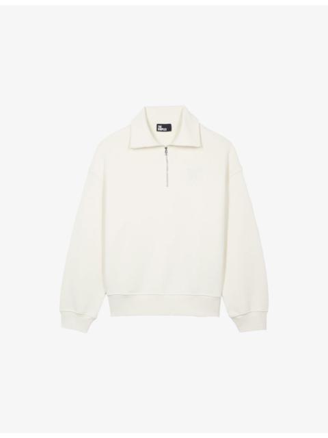 Brand-Embroidered Zip-Up Cotton Sweatshirt