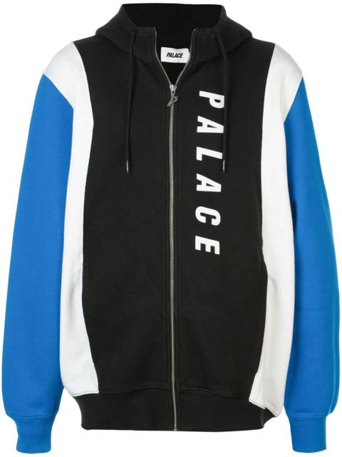 colour block zipped hoodie
