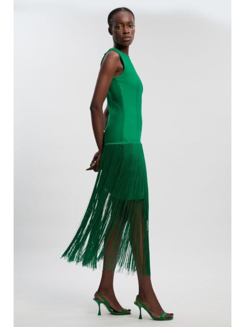 Figure Form Bandage Tassel Hem Knitted Dress