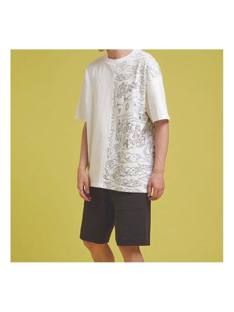 Men's Converse Flame Pattern Logo Casual Short Sleeve White 10021405-102