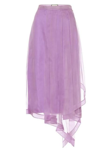Silk organdy skirt with slit