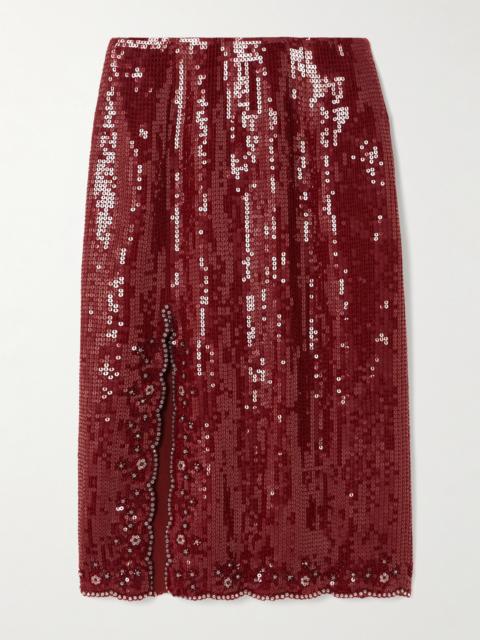 Syrah Scalloped Sequined Tulle Skirt