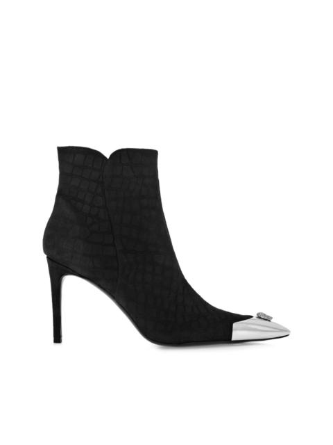 crocodile-embossed ankle boots