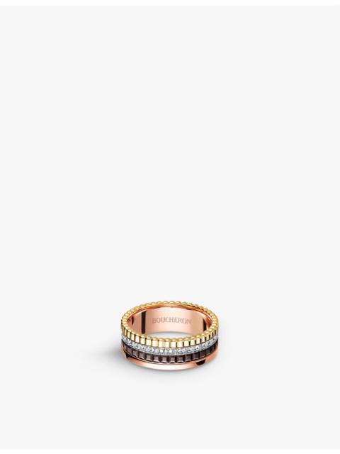 Quatre Classique 18ct yellow-gold, white-gold, pink-gold and 0.24ct diamond ring