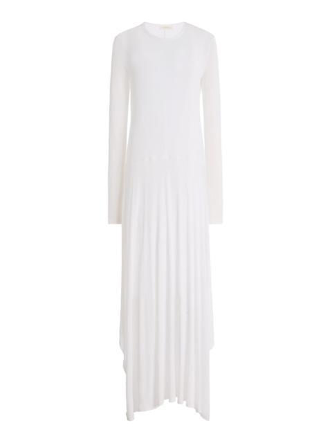 Veil Asymmetric Cotton Maxi Dress white