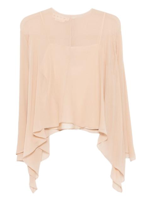 asymmetric-draped blouse