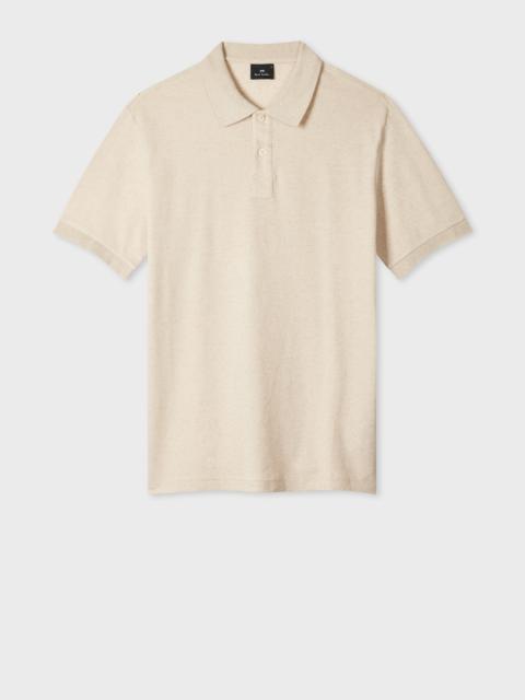 Ecru Cotton-Linen Pique Polo Shirt