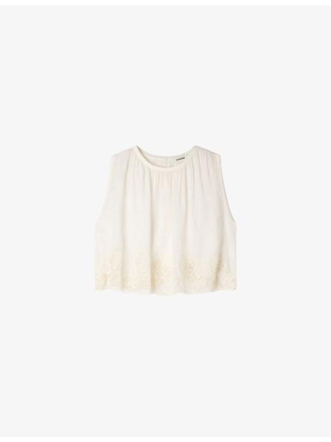 Sleeveless Cropped Woven Top