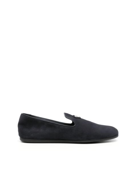triangle-logo suede loafers