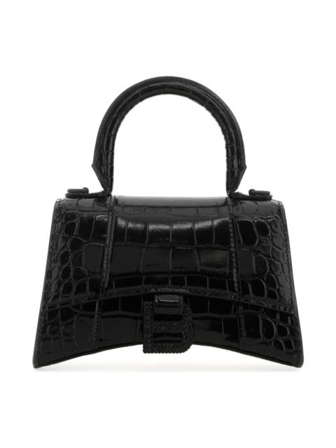 Black Leather Xs Hourglass Handbag