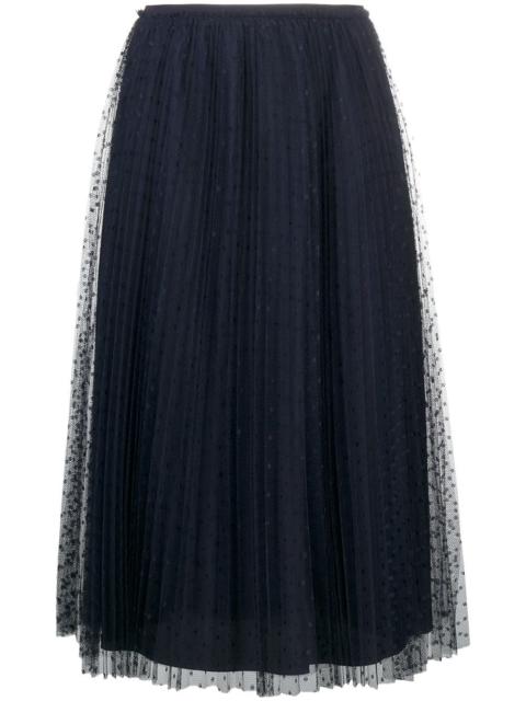 high-rise flared midi skirt