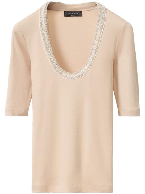 embroidered-neck top