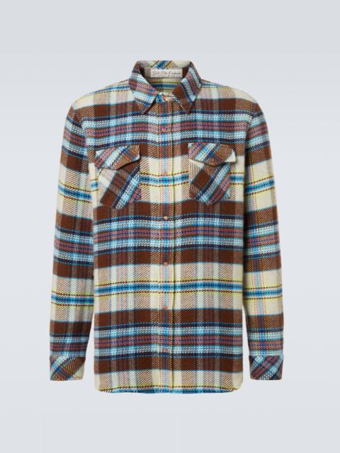 Plaid cashmere shirt with sunstone