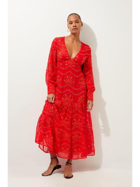 Viscose Georgette Cutwork Beach Maxi Dress