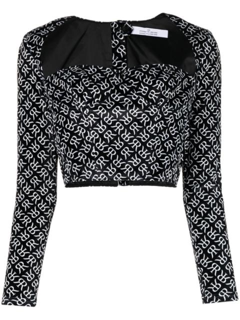 monogram-print bustier corset top