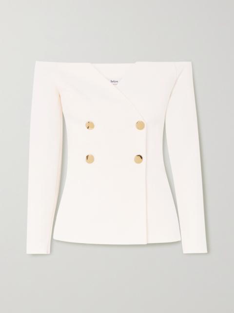 Off-the-shoulder Double-breasted Crepe Top