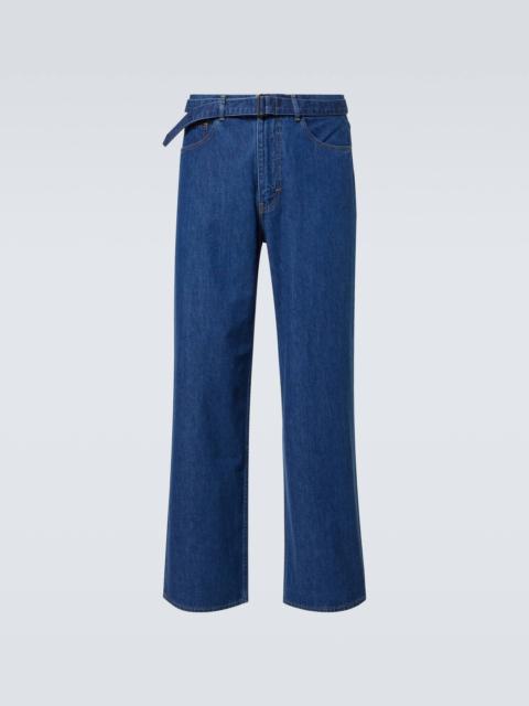 Belted straight jeans