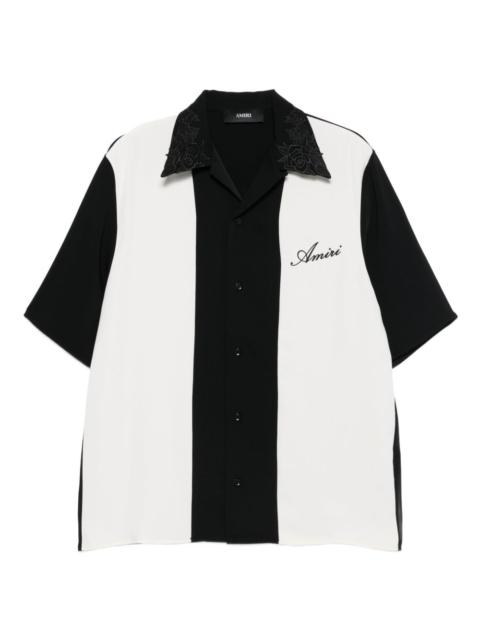 floral-collar panelled shirt