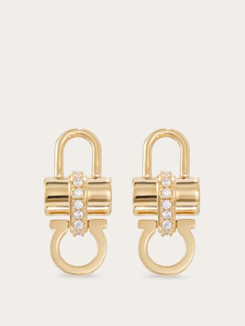 Crystal embellished padlock earrings