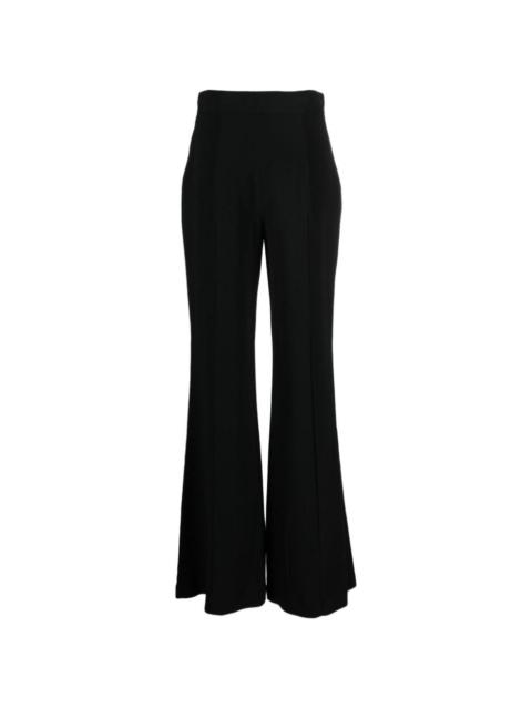 high-waisted flared trousers