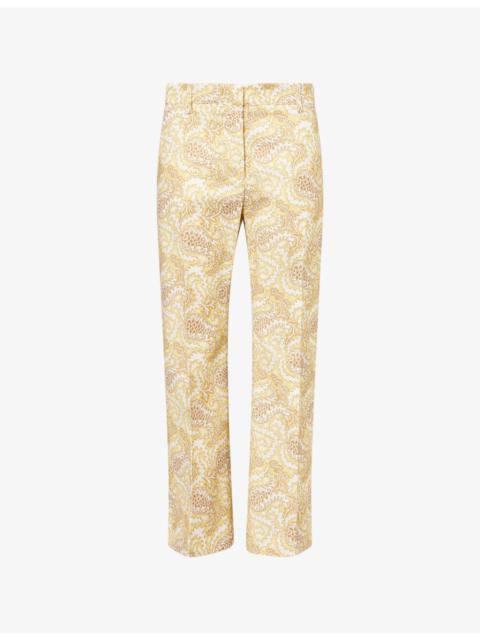 Floral Print Straight Cotton Trousers