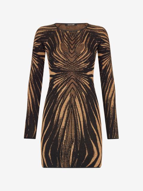 Short knit dress with Ray of Gold print