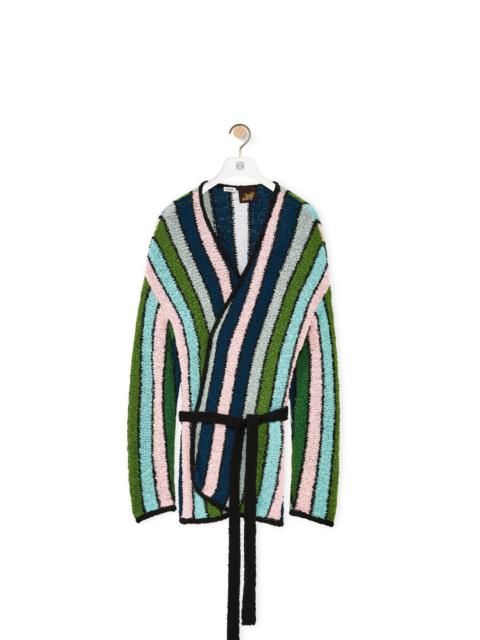 Stripe belted cardigan in cotton