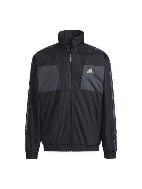 adidas limited Reversible Fleece Lined Colorblock Stand Collar logo Jacket Black HC0268