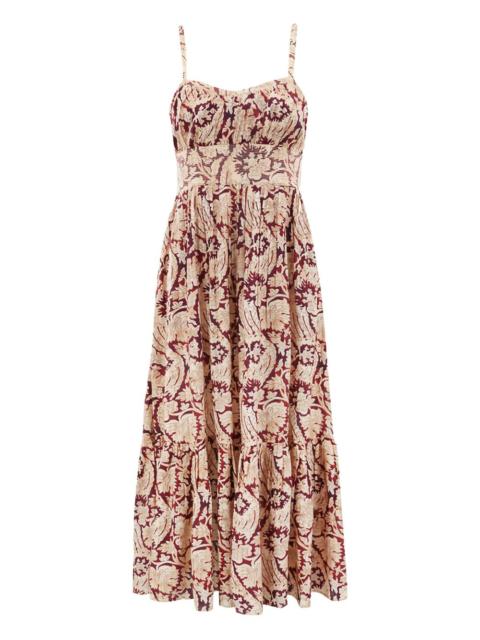 paisley print tiered midi dress