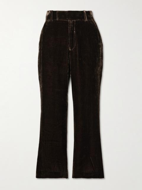 Cropped Velvet Flared Pants