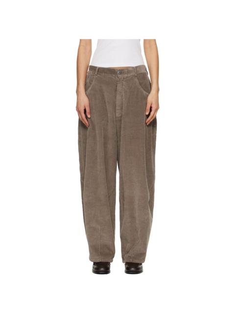 Gray Corduroy Baggy Trousers
